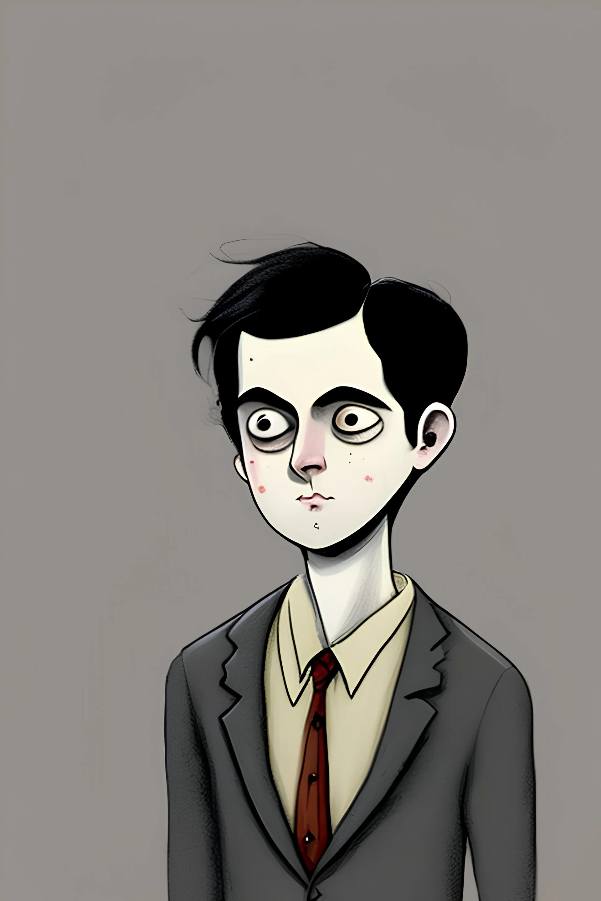 black haired young man wizard in the style of charles addams