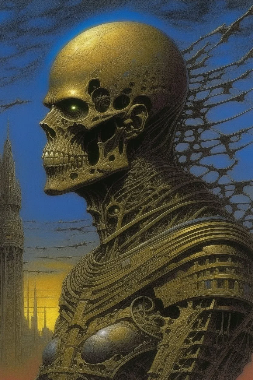 a Roman hero , surreal , by hr giger and beksinski