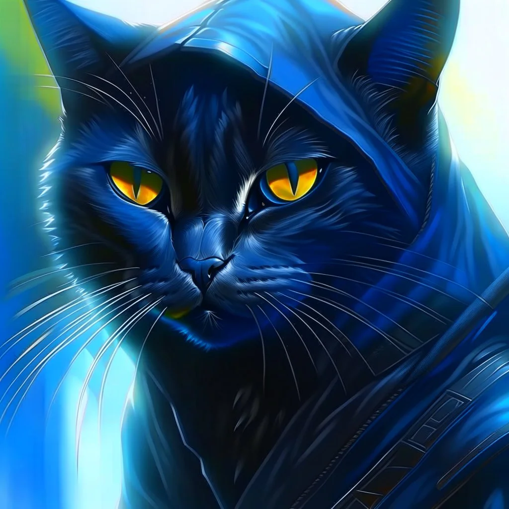 Retrato de un gato como un Ninja, gráfica calidad ultra, hiperdetallado, increíble obra de arte, 8k