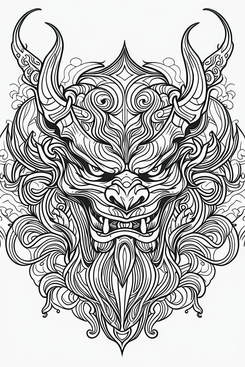 devil. Outline, sketch style, only use outline, mandala style, clean line art, white background, no shadows, no clear wall, coloring page.