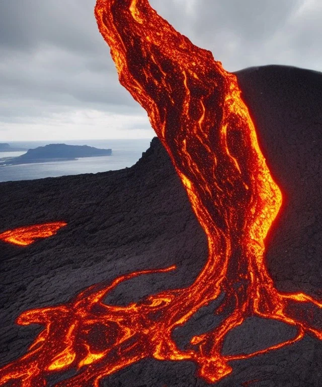 Christmas tree in a volcano surrounded by lava