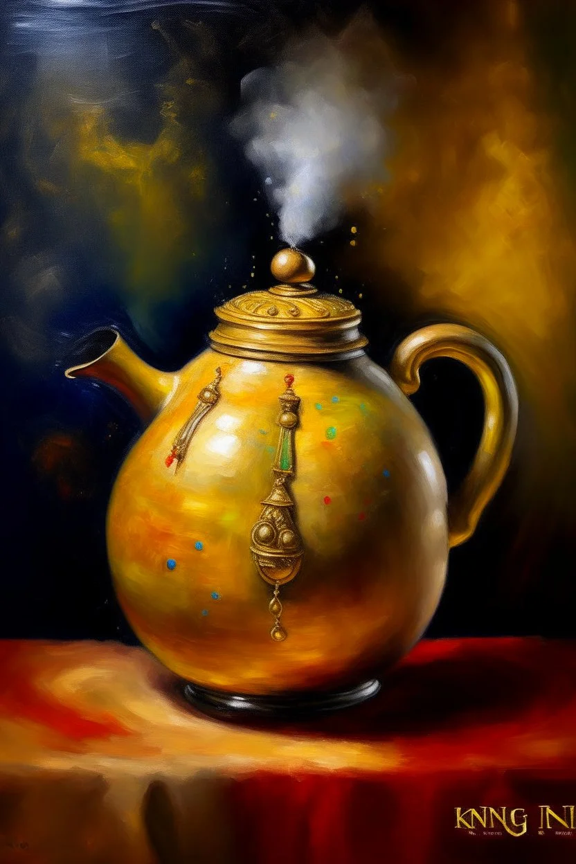 Living king kettle, prize winning oil painting