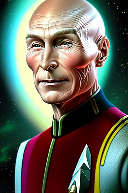 portrait captain Picard star trek on Saturn