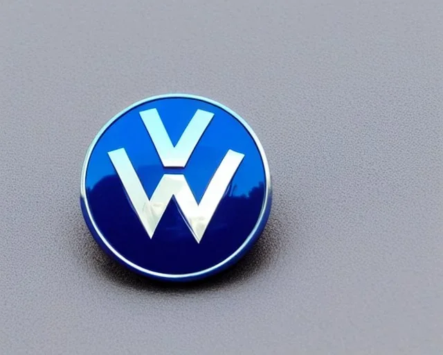 vw logo badge blue futuristic