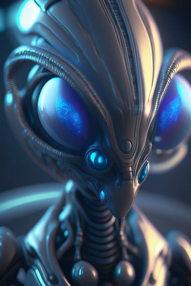 Machine alien,elegant, centered, smooth, sharp focus, renderman gofur render, 8k, uhd, detailed eyes, realistic shaded volumetric lighting
