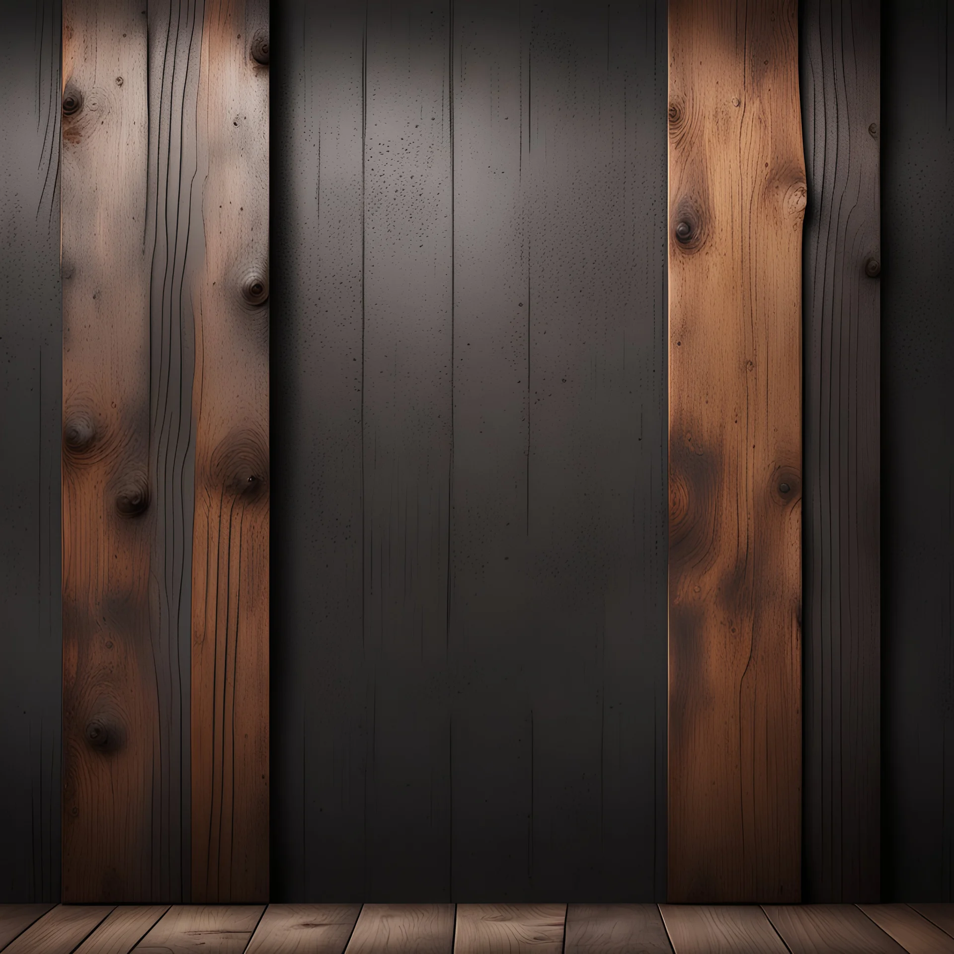 Hyper Realistic rustic steel & wood with textured vintage wall & dark background