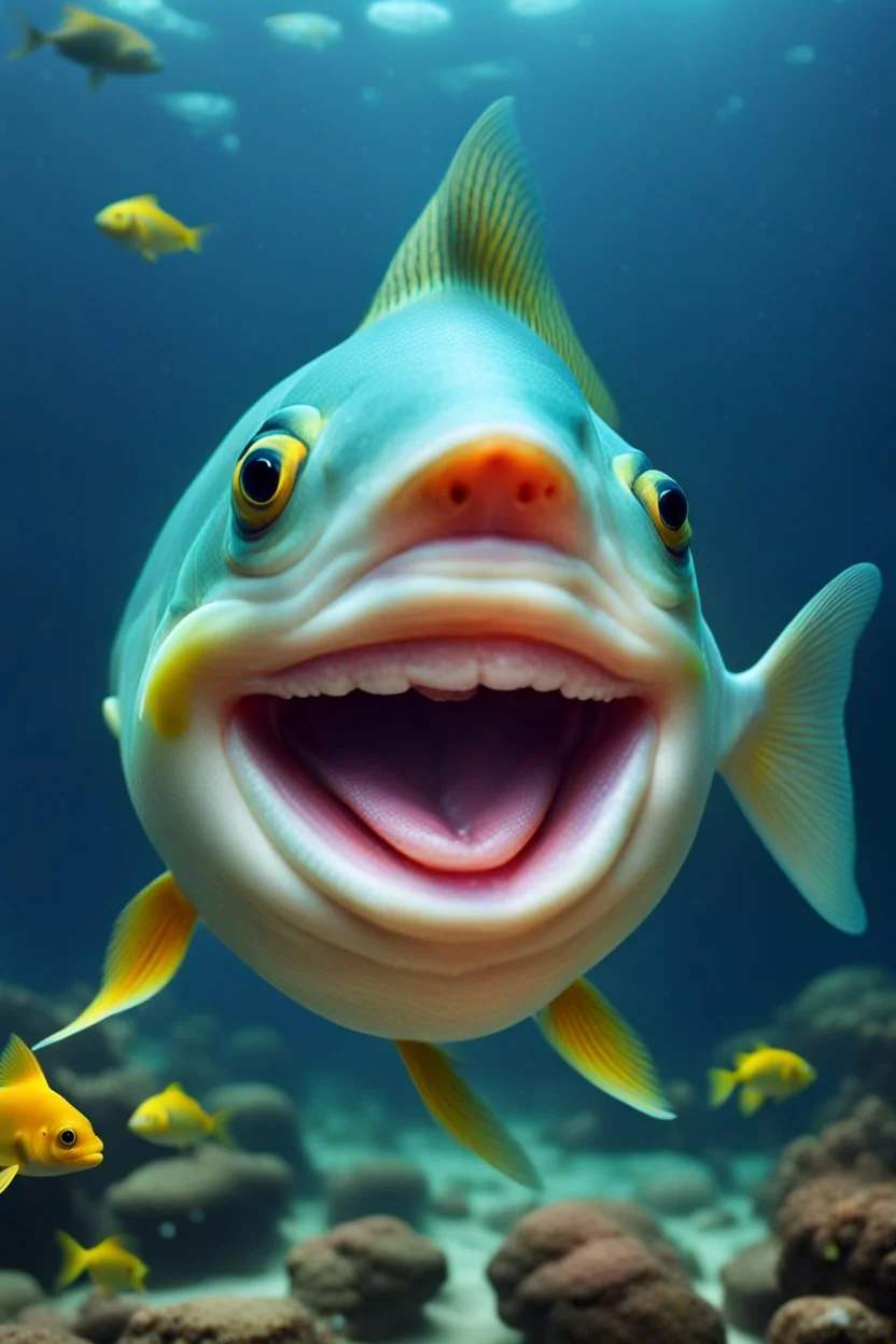 one fish with human smile