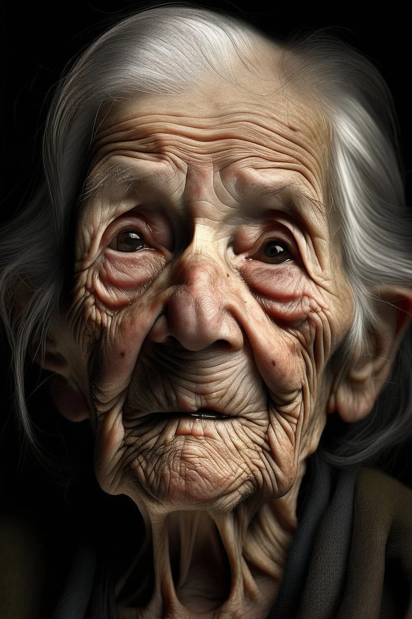 Old woman with beak-like lips