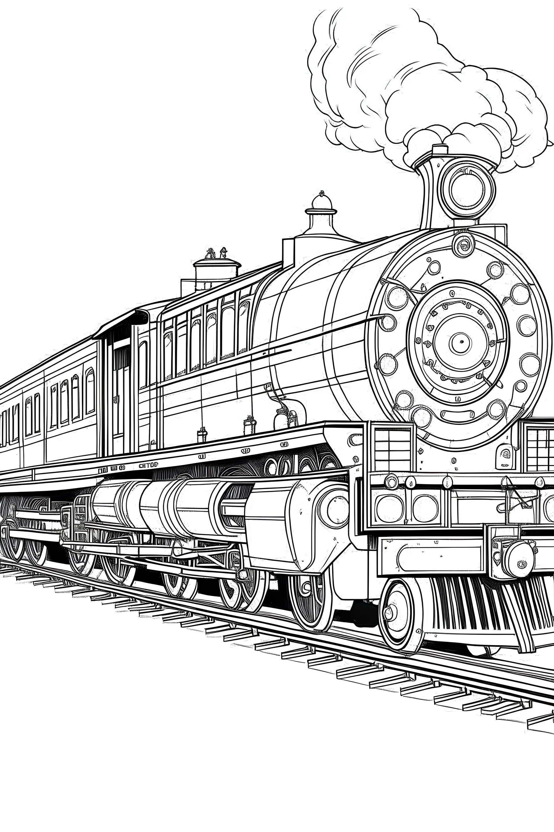 Outline art for coloring page OF 1944 TOY TRAIN, coloring page, white background, Sketch style, only use outline, clean line art, white background, no shadows, no shading, no color, clear