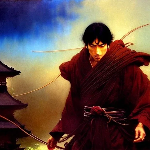 portrait of 'Genma -Ninja Scroll',ancient japanese armor, painting by gaston bussiere, greg rutkowski, yoji shinkawa, yoshitaka amano, tsutomu nihei, donato giancola, tim hildebrandt, oil on canvas, cinematic composition, extreme detail,fit full head inside picture,16k