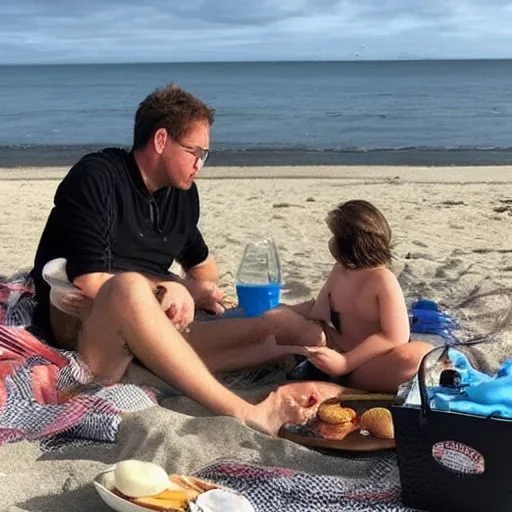 He learned the important lesson that a picnic at the beach on a windy day is a bad idea.