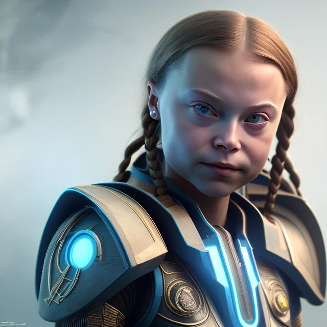  Greta Thunberg portrait octane render, Necrons