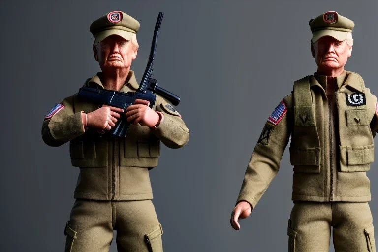 G.I. Joe doll soldier Donald Trump, gun,boots, beret, high definition, elbow, legs, hands