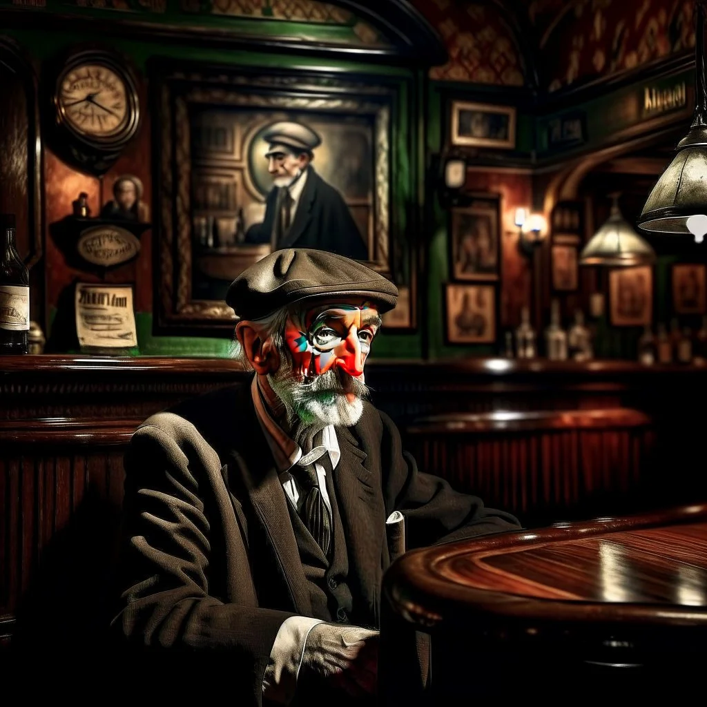 abstract Portrait of gentleman in old bar