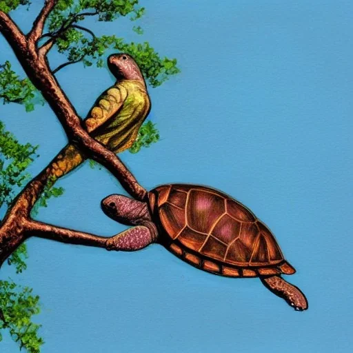 turtle and tree and bird