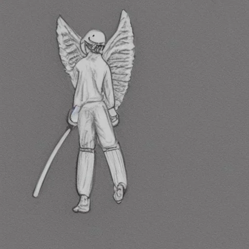 Angel backside cricket sketch