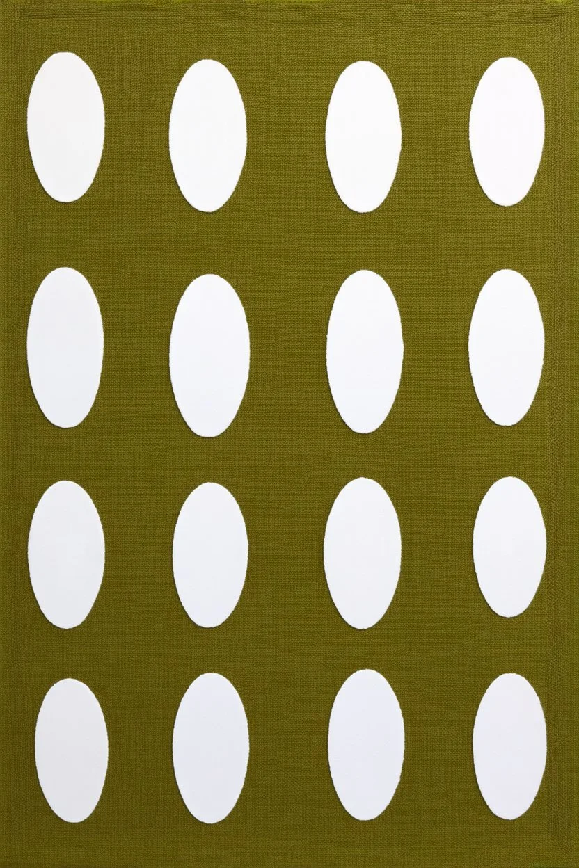An array of 6 columns and 8 rows of white ovals centered on an 81/2" x 11" canvas with and olive green background