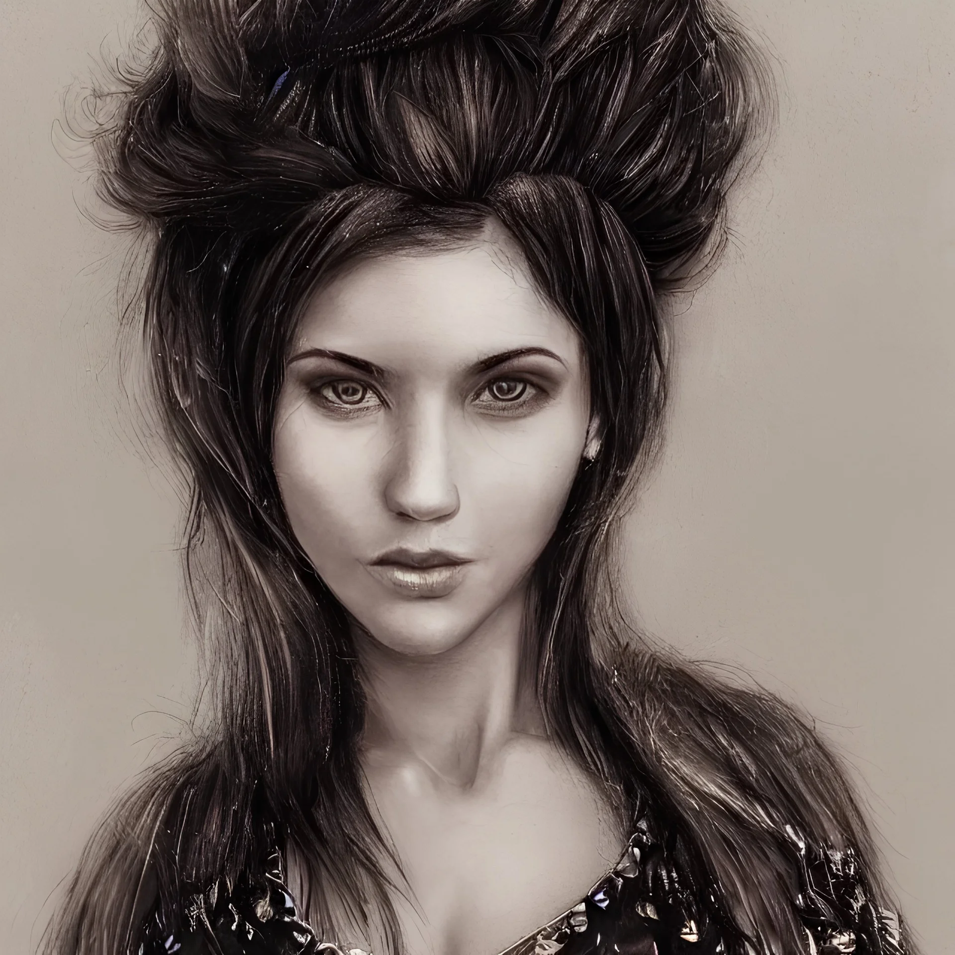 Highly detailed portrait of stunningly beautiful woman