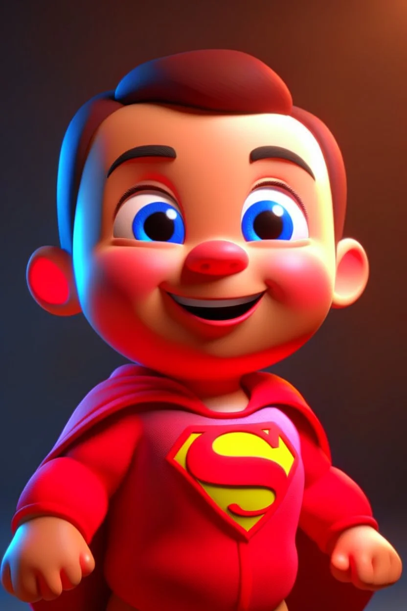 baby super man 3d render photo, cinematic, smile