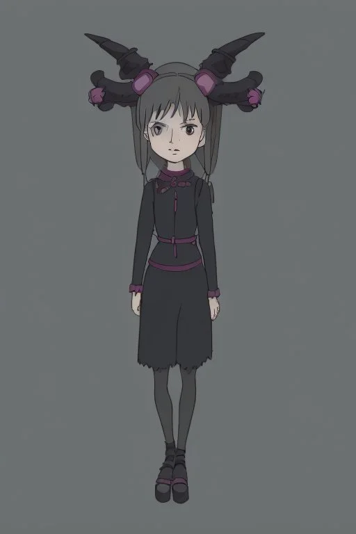 a young gothic demon girl with horns