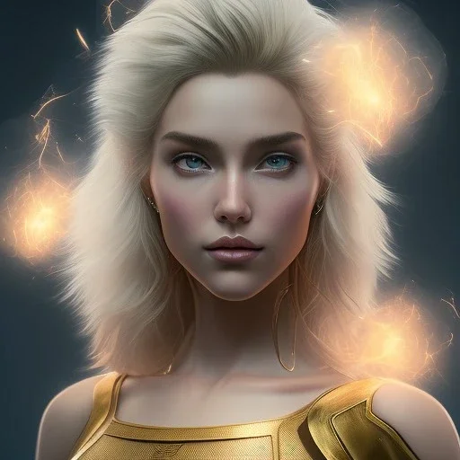 blonde pretty yoga artist, charged fluffy hair with sparks, labyrinth background , levitated lab equipment, 4k, Highly Detailed, Masterpiece, perfect eyes, Digital Illustration, Cinematic Lighting, Realistic, Sharp Focus, Centered, Beautifully Lit, Bioluminescent by Stanley Artgerm Lau