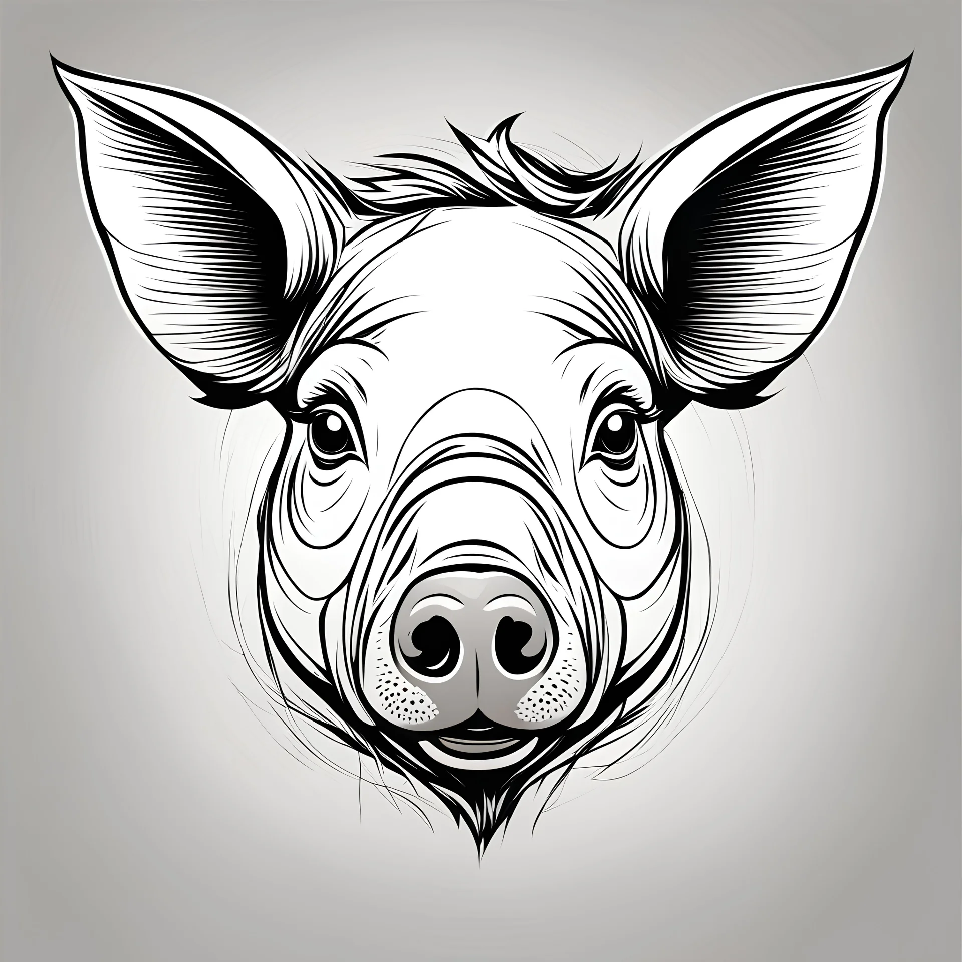 but of a pig vectoraize Head done all with a black line