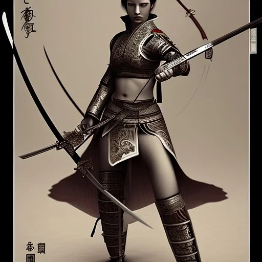 Japanese Warrior women with katana sword