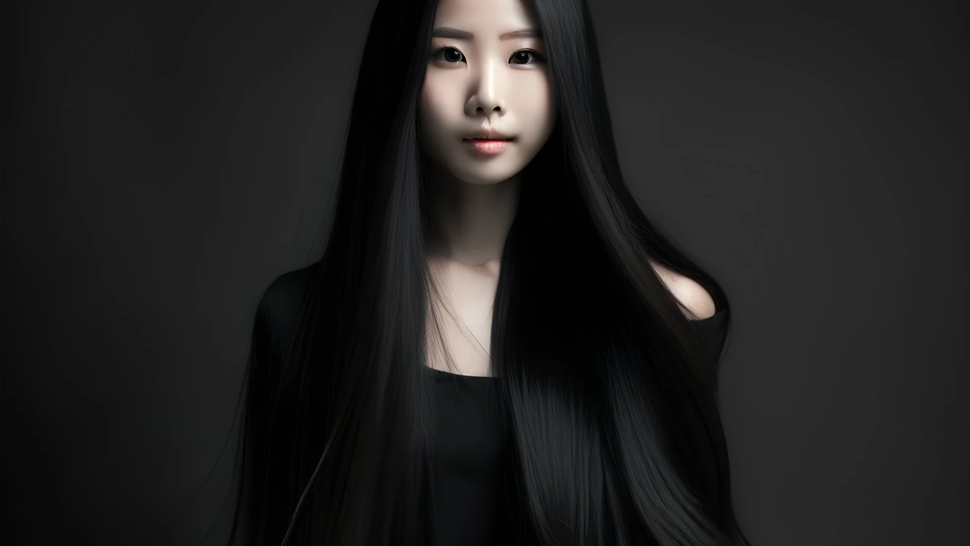 asian female, black long hairs,