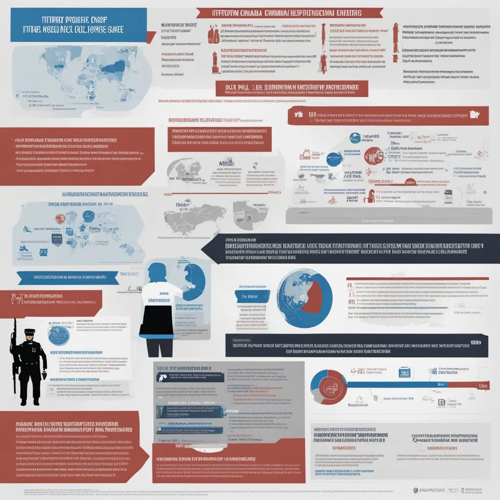 **Content Art:** A distinctive infographic illustrating (International Criminal Police Organization) INTERPOL's global efforts in fighting terrorism and preserving public safety. **Appearance:** Unisex content art that encapsulate the essence of counter-terrorism, global civilian/public/humanitarian rights preservation, conservation, and vigilance. The goal of these pieces would be to shed light on the importance of counter-terrorism efforts and the preservation of global civilian/public/humanit