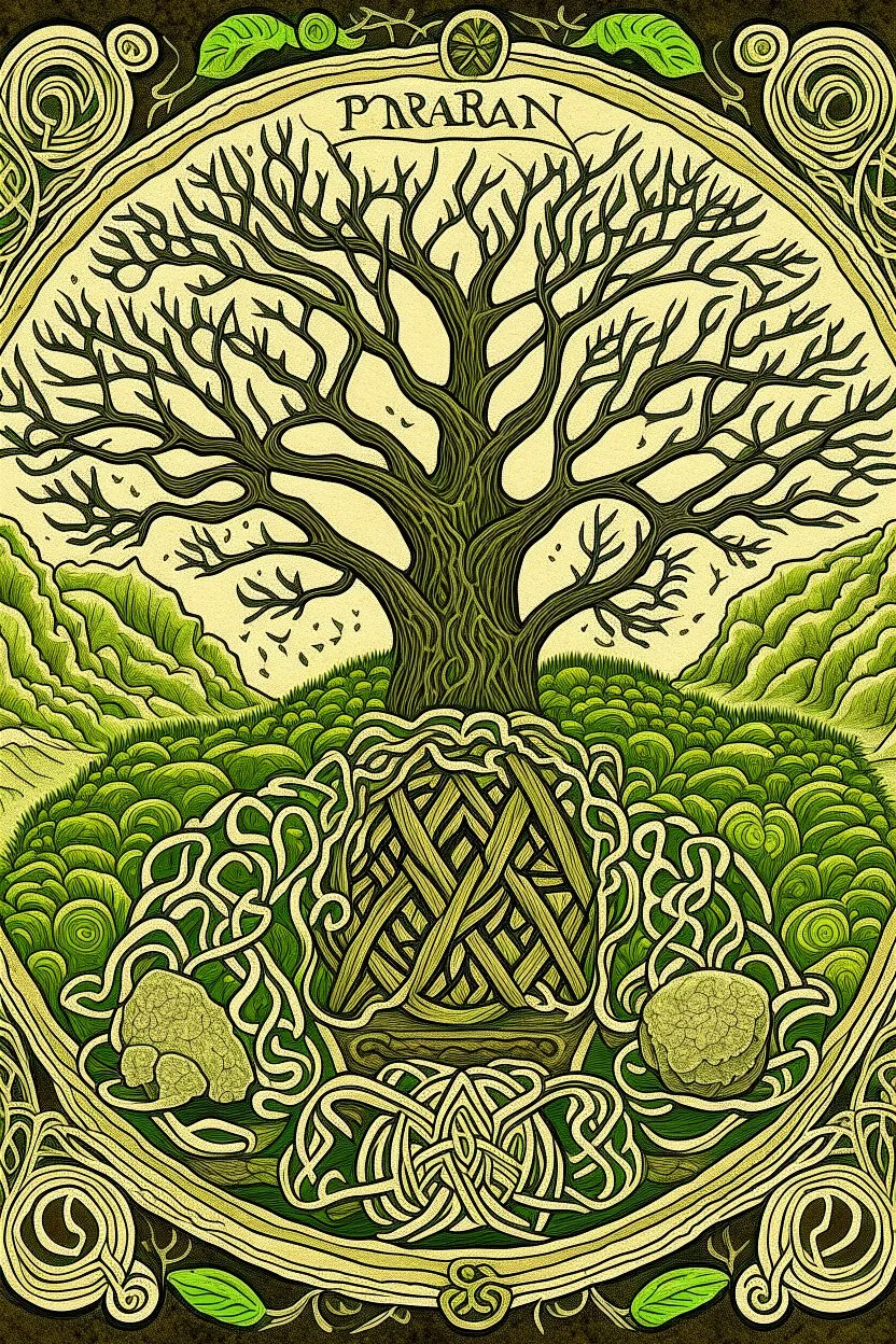 European pagan rune art with nature