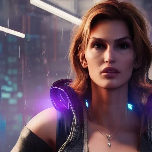 Marvel Cindy Crawford cyberpunk character very detailed cinematic unreal engine photo realistic