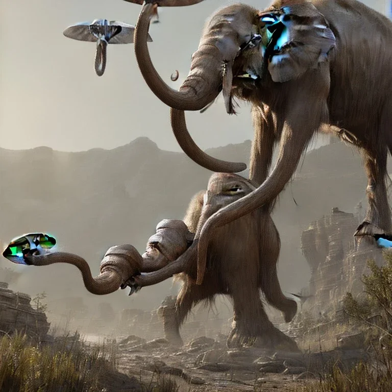 rustic art mammoth hunters aliens ufo