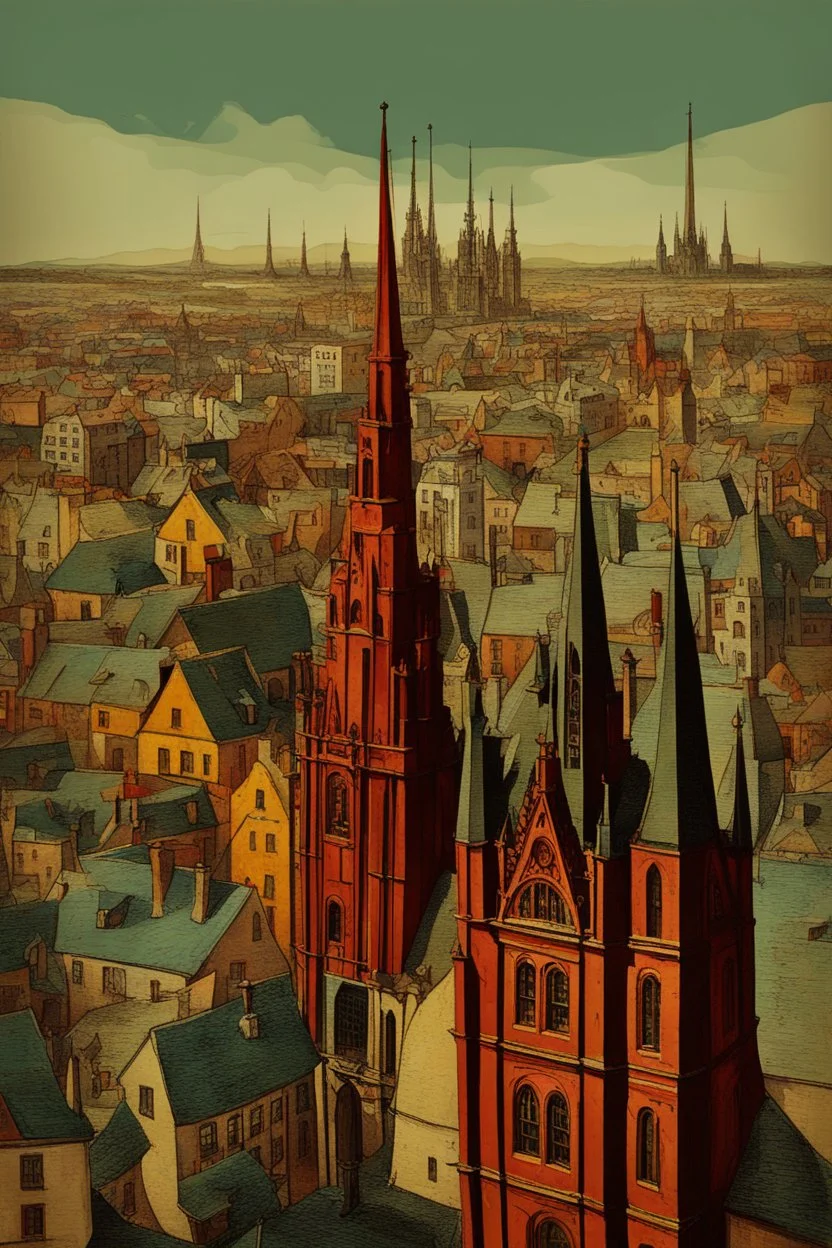 big city Bosch painting style