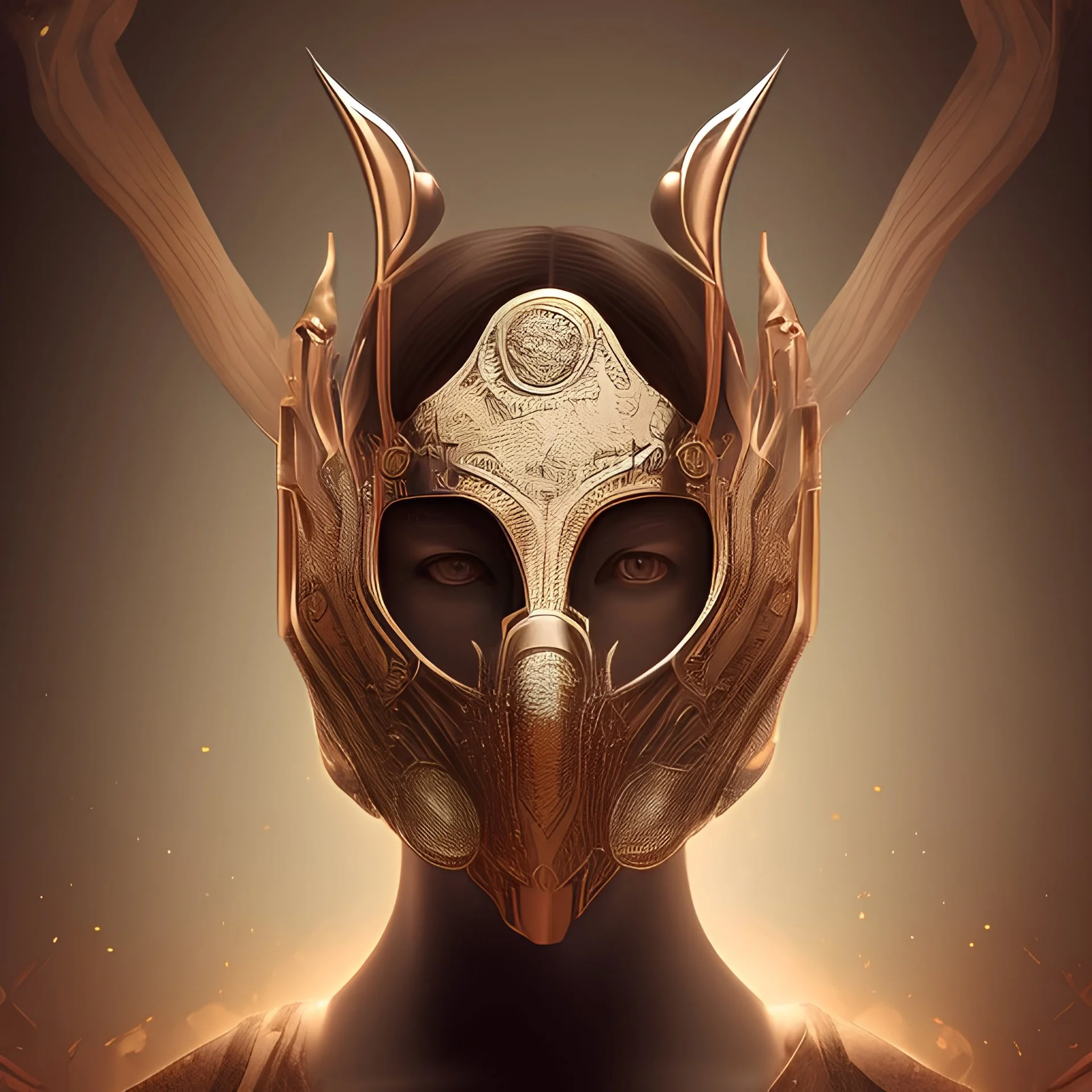 Mystery iconic mask, dramatique, art background, dramatic lighting, volumetric lighting, hyperrealisme, 8k, high quality, lot of details, fit within portrait