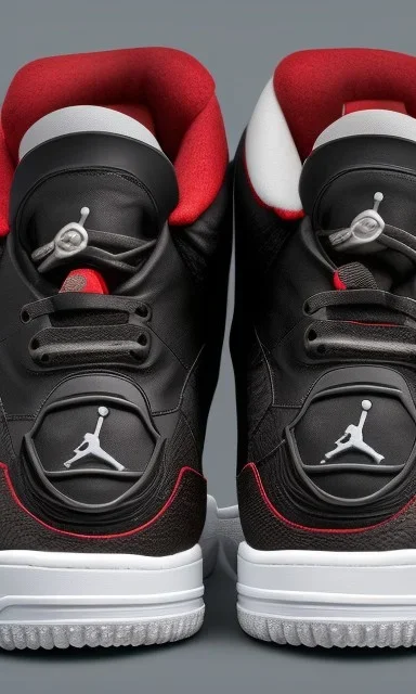 Jordan 3 black sneaker. Inside red fires.