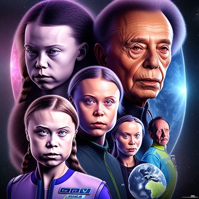 portrait of Greta Thunberg deep space nine