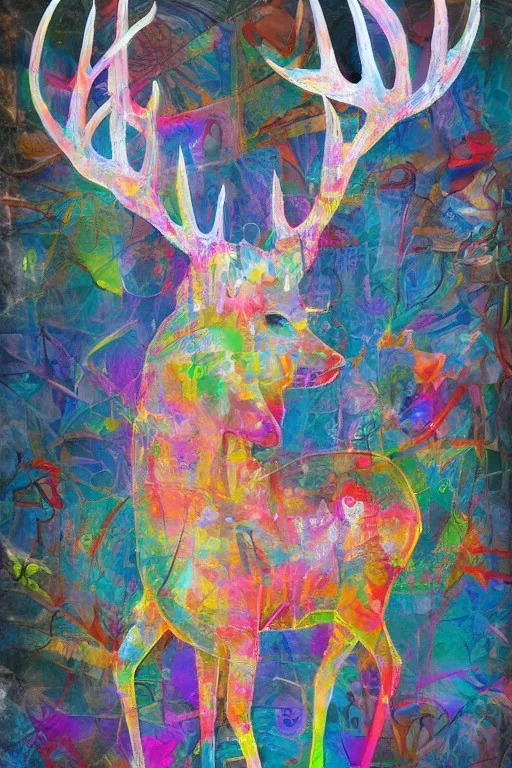 abstract deer god mural