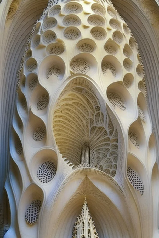 a cathedral in a vertical Nautilus shell by artist "Gaudi"