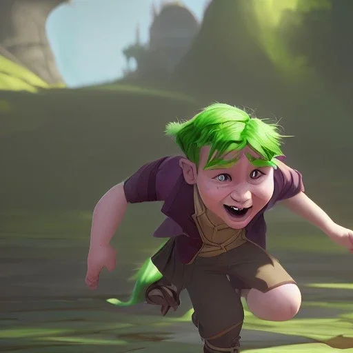 child getting chased by shrek