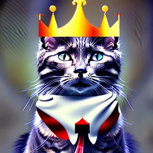 Grey cat with a crown