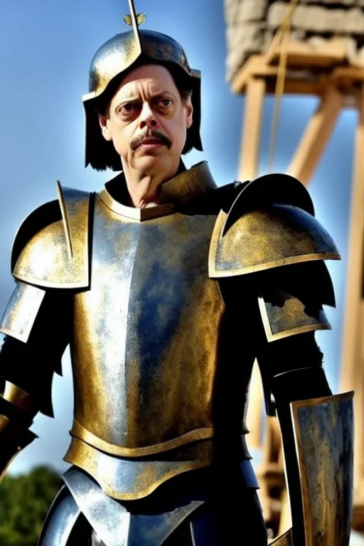 steve buscemi in greek armor at the fall of the city of Troy trebuchet high quality high detail