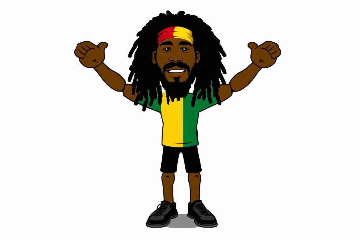 cartoon rasta in tpose white background