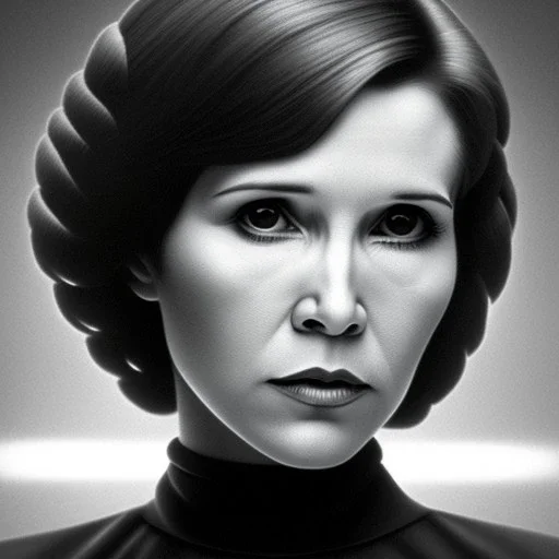 Actress , mix of sci-fi and gothic style , carrie fisher with short hair