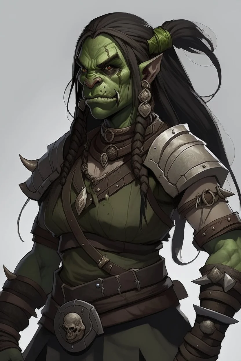 huge female orc dark braided ponytail pirate barbarian dnd