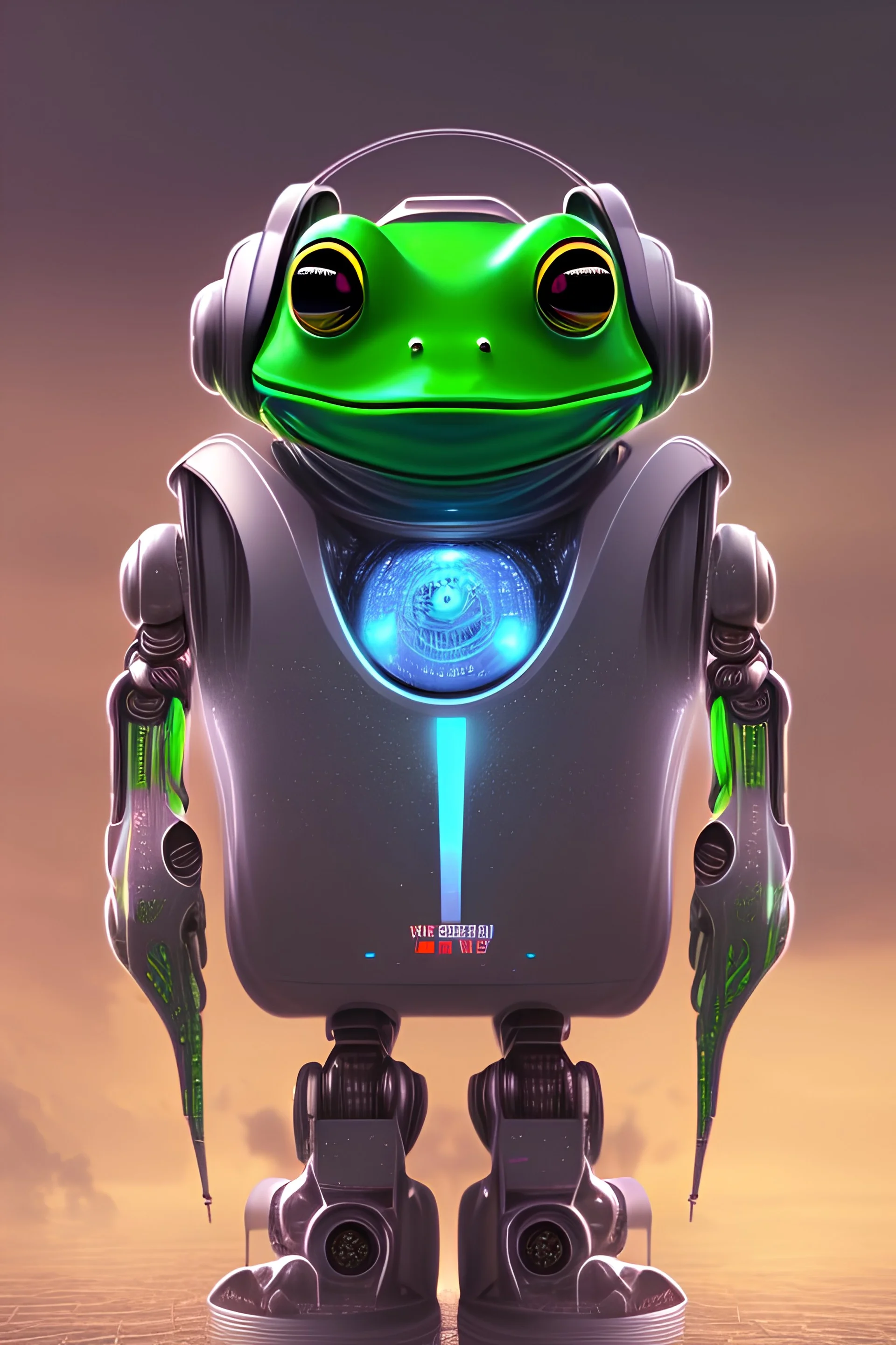 Robot frog in cyber city