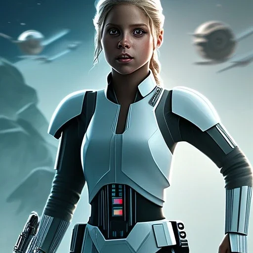 Shakira, star wars uniform Empire officer, grey uniform, movie poster, heroic gaze windswept hair