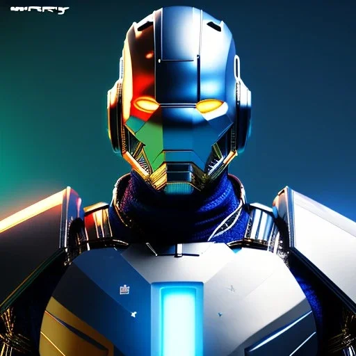 Captain cyber man, blue short hair, striped shirt, vibrant color, highly detailed, art stations, concept art, smooth, unreal engine 5, god rays, ray tracing, RTX, lumen lighting, ultra detail, volumetric lighting, 3d, finely drawn, high definition, high resolution.