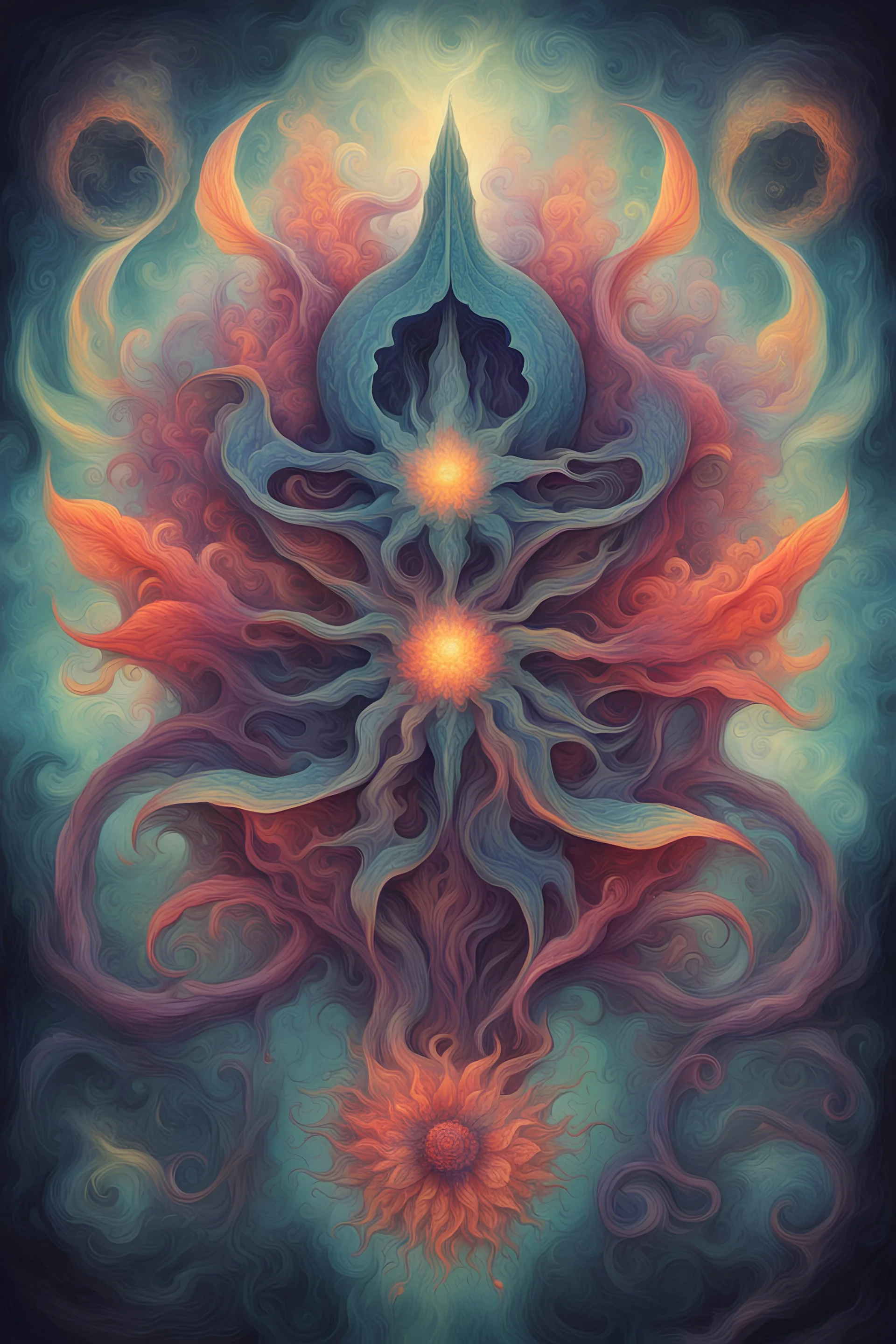 a abstract surreal lovecraftian bright holy flower