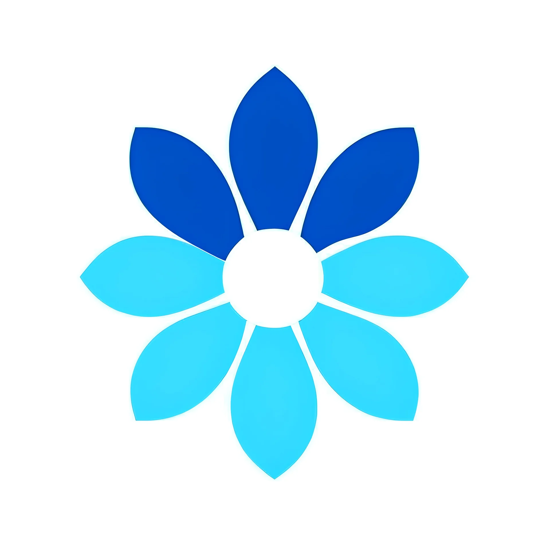 1 simple flower for logo, bule colored, pixel perfect, svg, detailed