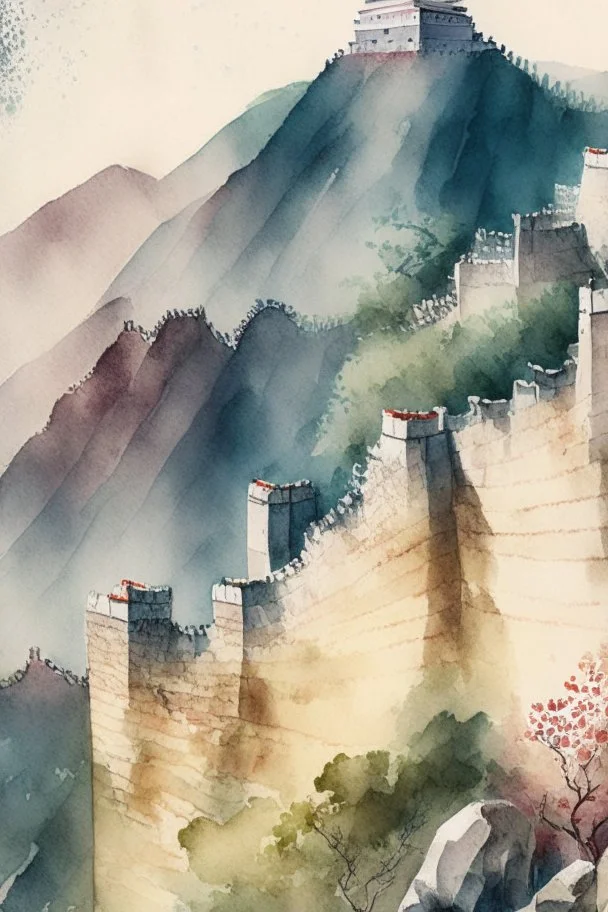 The Great Wall of China,watercolor ,pattern,4k